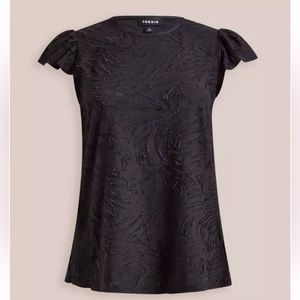 Torrid Knit Jacquard Crew Neck Flutter Sleeve‎ Tee size L